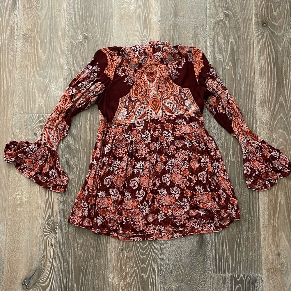 Free People - Patterned Maroon Dress (L)
